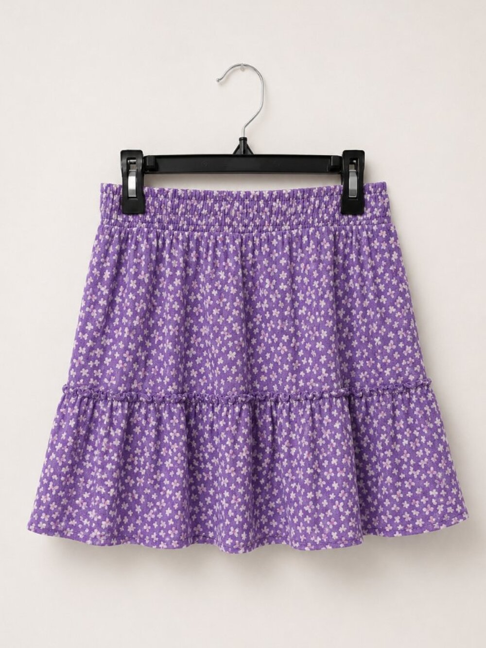 Wonder Nation Girls Purple Floral Tiered Skirt Size L 10-12 NWT